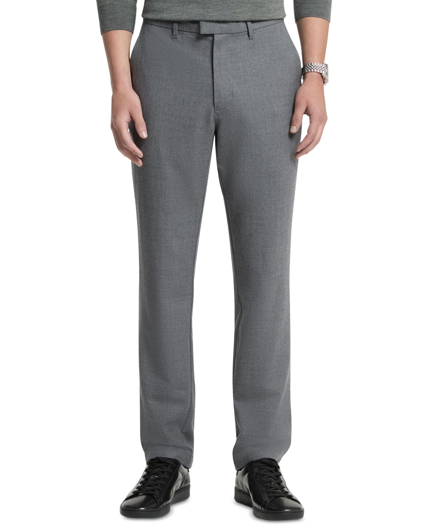 Men's Straight-Fit Wool-Blend Flat-Front Trousers