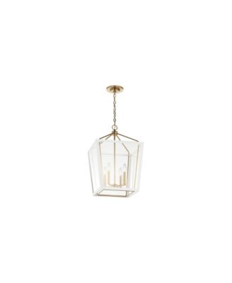 Delvin 16" Wide Champagne Bronze and White 4-Light Pendant