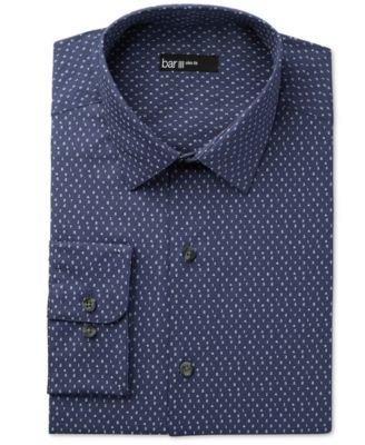 Bar III - Men's Slim-Fit Blue Number-Print Dress Shirt