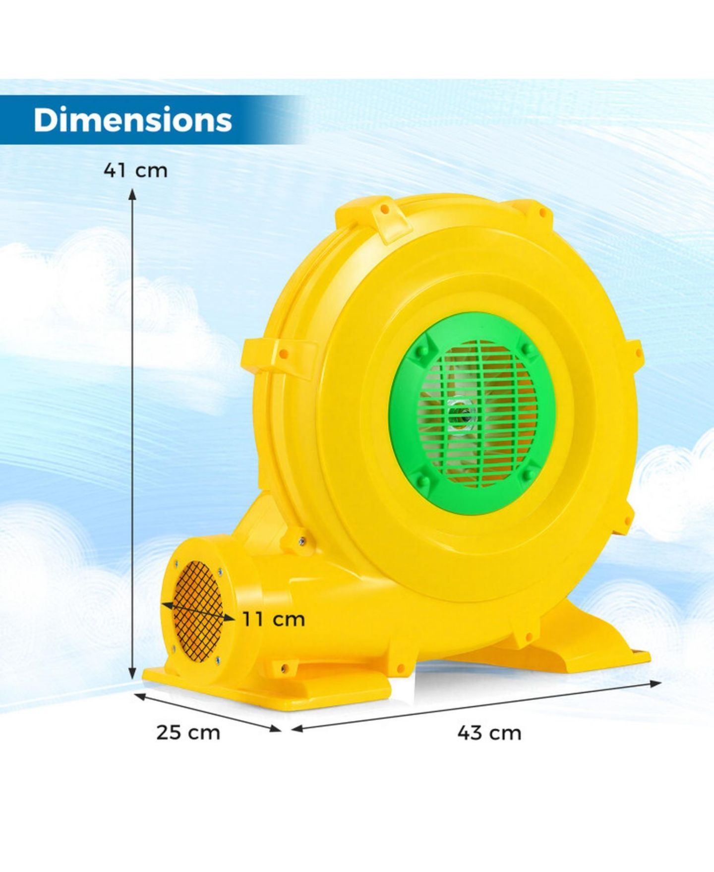 Детские фигурки SUGIFT 980W Portable Bounce House Blower 1550 CFM Air Pump Fan with Carry Handle and Ground Stakes, цвет: Жёлтый — фото 3