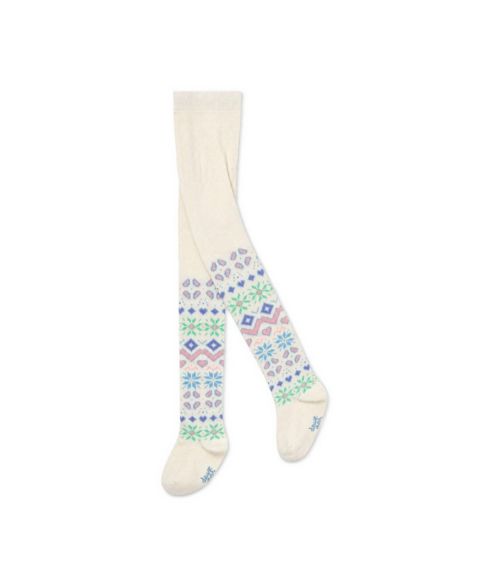 Колготки Deux par Deux Tights Beige and Multicolored для девочек, цвет: Бежевый