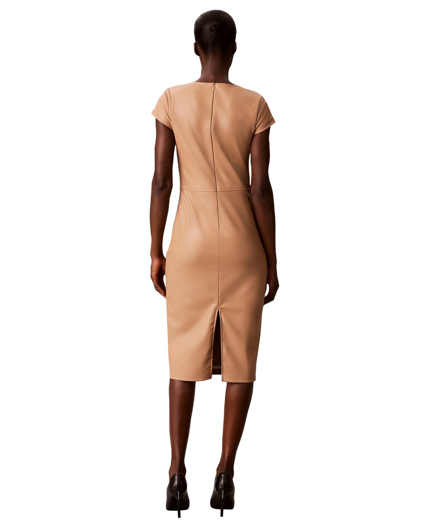 Women's Cap-Sleeve Sheath Midi Dress
