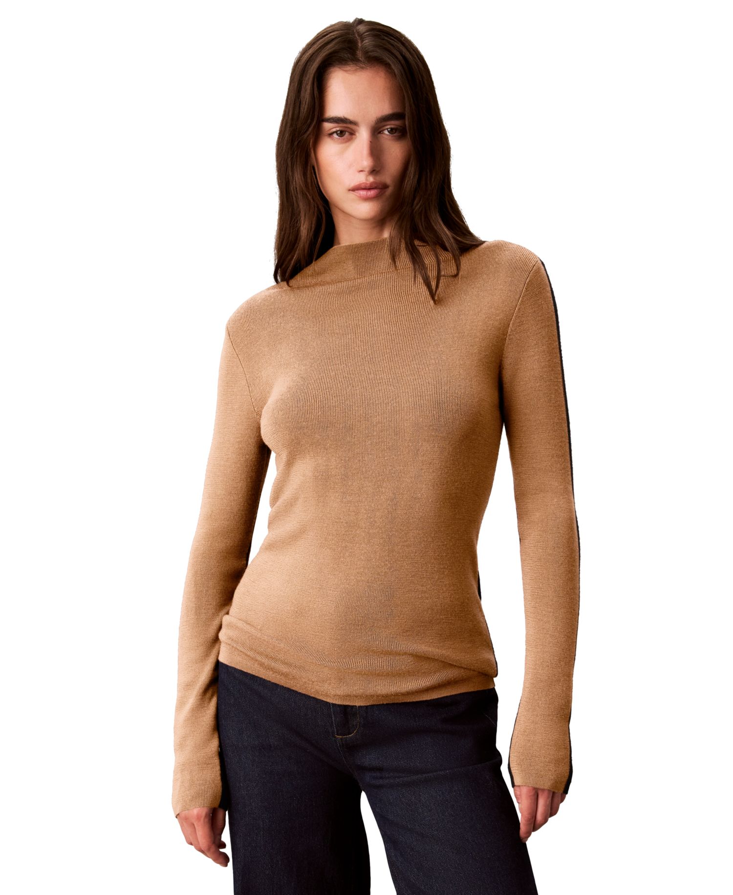 Women's Half and Half Mock Neck Sweater