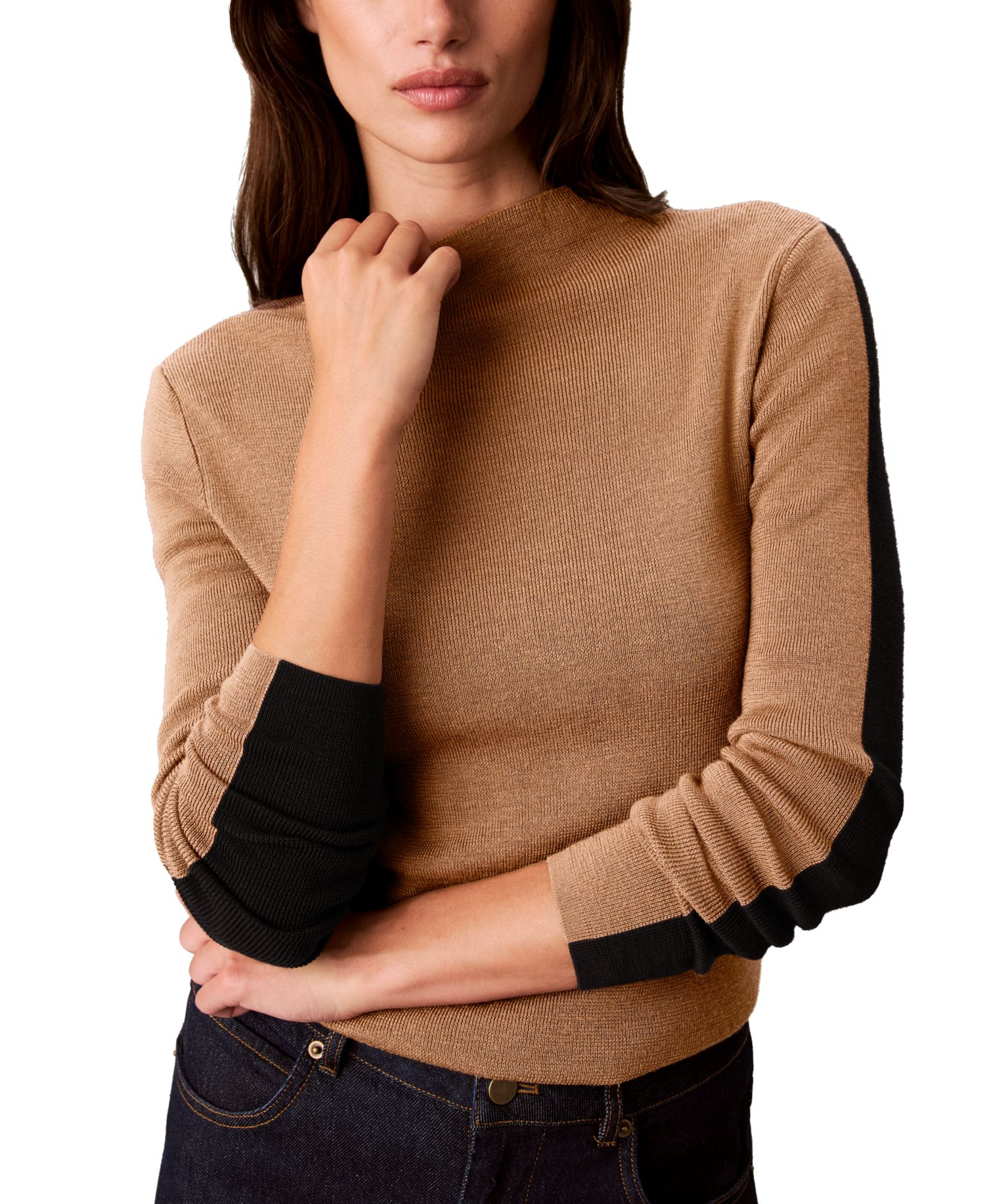 Women's Half and Half Mock Neck Sweater