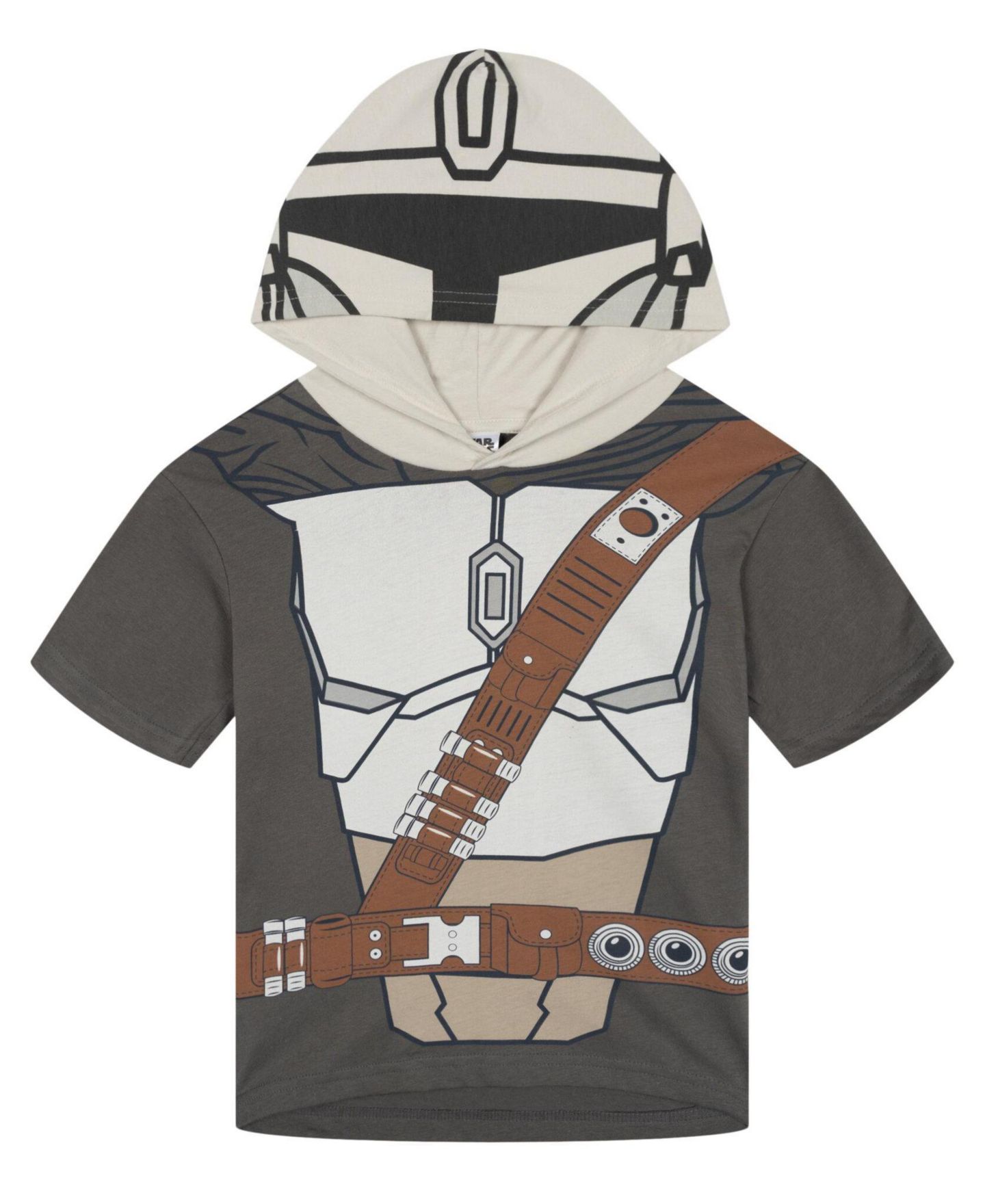 Футболка The Mandalorian Cosplay Engineered-Print Hooded для мальчиков, цвет: Серый — фото 1