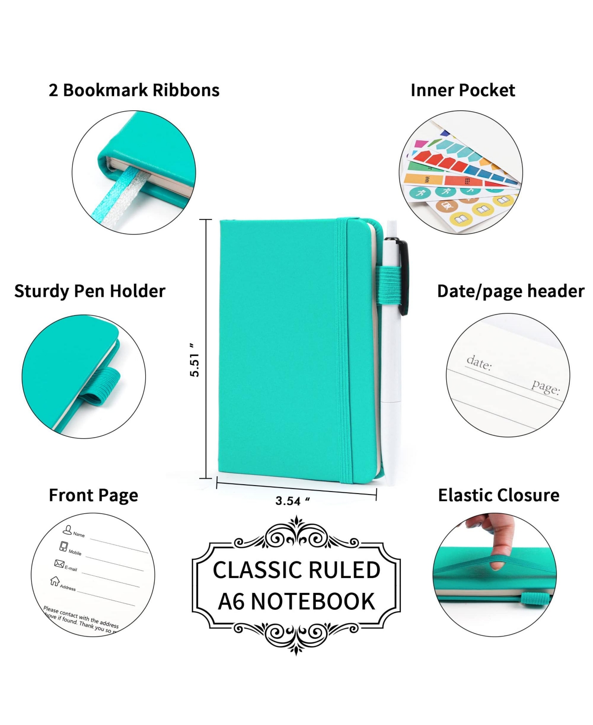 Danrong Mini Hardcover Lined Journals Notebooks Bulk With Pen Holder For School Business
