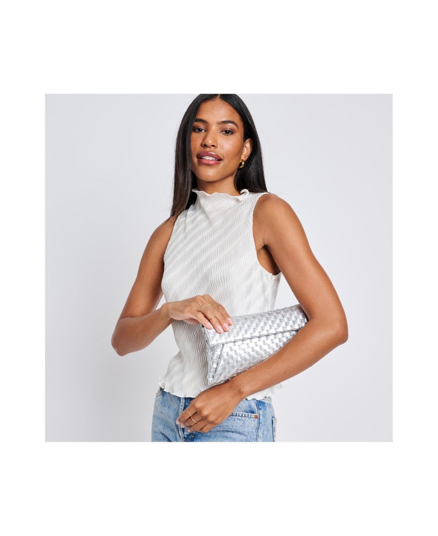 Женский клатч Moda Luxe Priscilla Clutch, цвет: Серебряный — фото 5