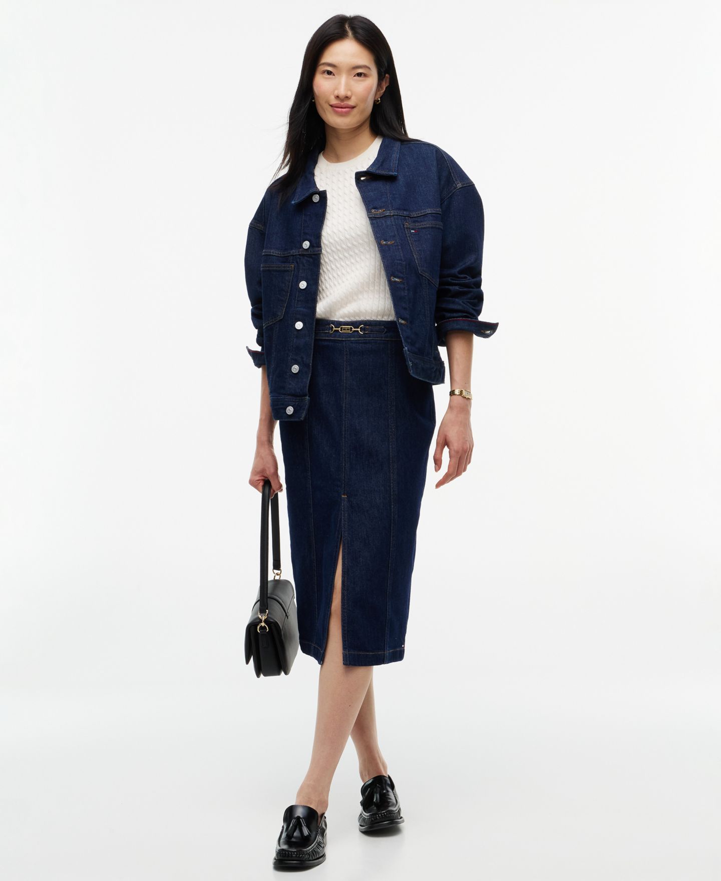 Женская юбка Tommy Hilfiger Claire High-Waisted Midi Denim Skirt, цвет: Roy — фото 2
