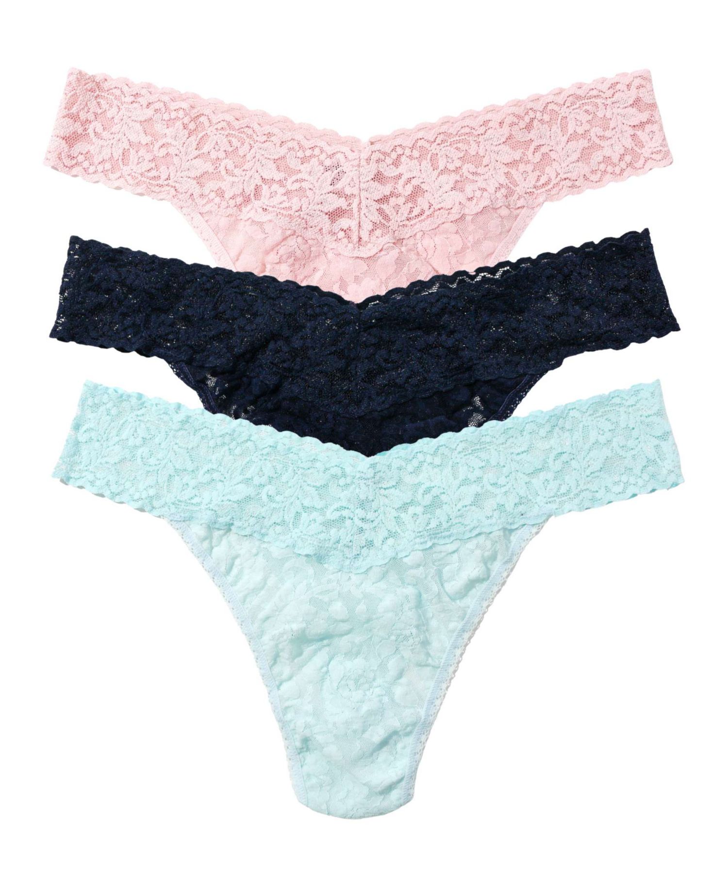 Signature Lace Floral Thong, 3-Pack