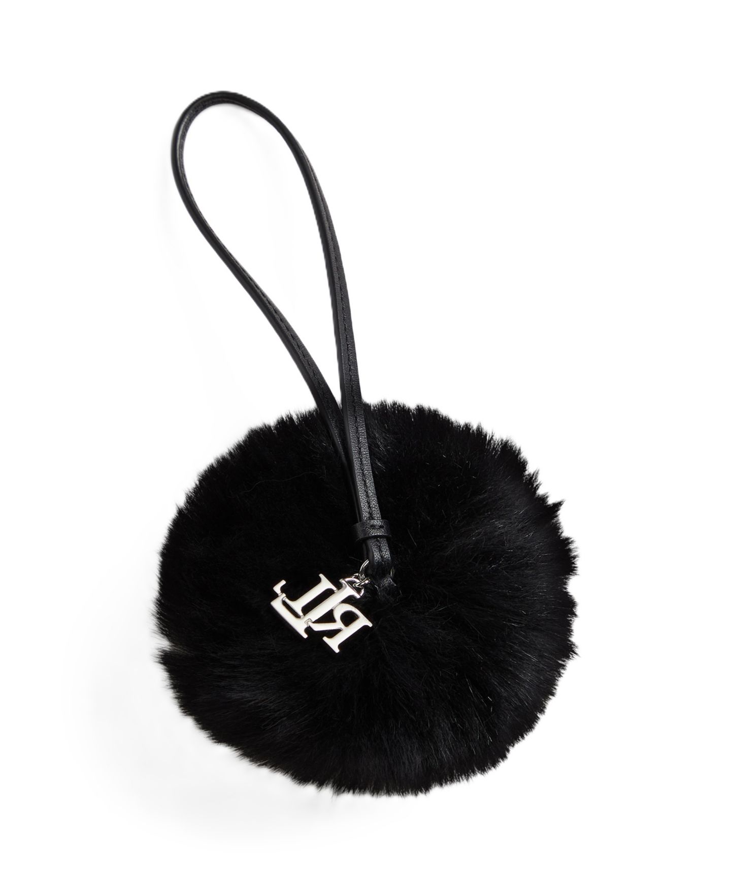 Женский брелок Lauren Ralph Lauren Leather and Shearling Pom-Pom Bag Charm, цвет: Чёрный — фото 3