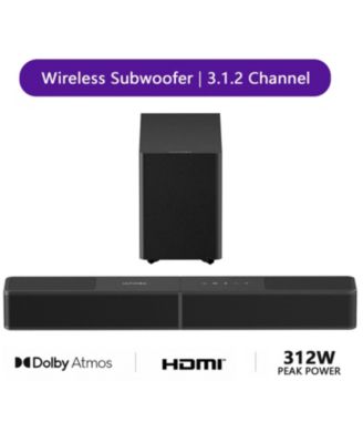 Poseidon M70 3.1.2ch Dolby Atmos Sound Bar with Wireless Subwoofer, 2 Up-Firing Drivers, 312W Peak Power BassMX, HDMI eARC