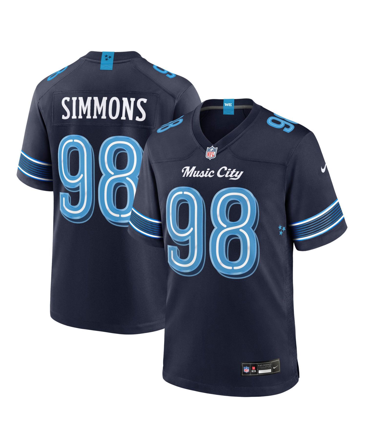 Men's Jeffery Simmons Navy Tennessee Titans 2026 Rivalries Collection Game Jersey