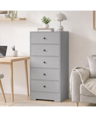 5 Drawer Dresser, Modern Vertical Chest of Drawers with Smooth Slides, Slim Tall Storage Organizer for Bedroom Closet Apartment Dorm