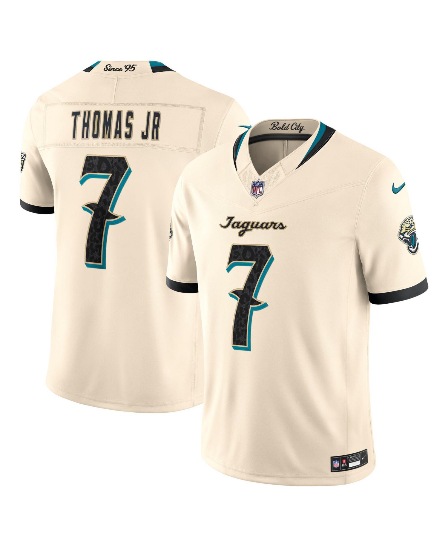Men's Brian Thomas Jr. Natural Jacksonville Jaguars 2026 Rivalries Collection Vapor F.U.S.E Stitched Limited Jersey