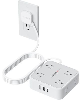 10-Foot Power Strip with 8 Outlets, 3 USB Ports and 900J Protection