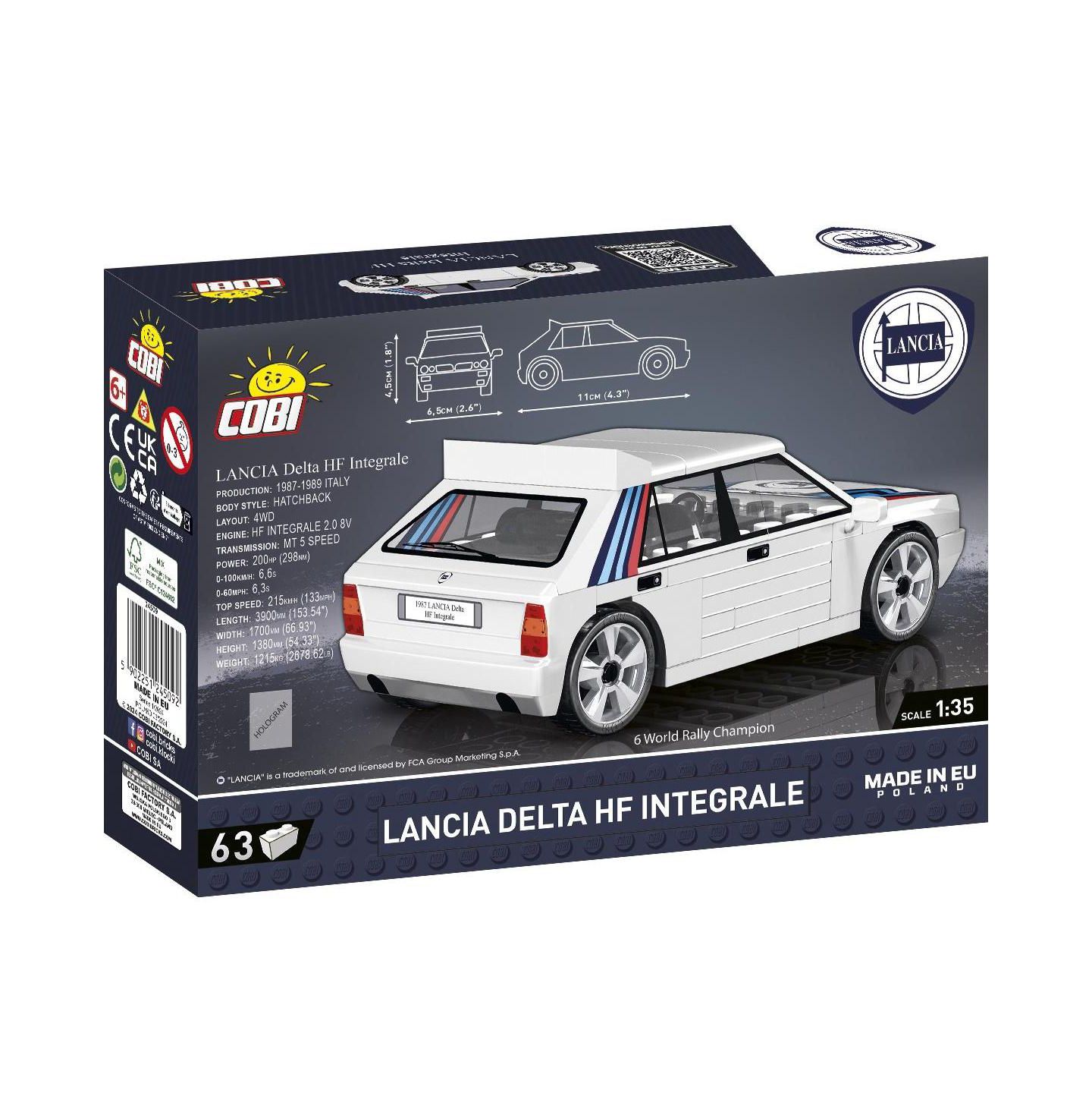 Детский конструктор COBI Lancia Delta HF Integrale 1:35-Scale 63-Piece Building Set, Ages 6+, цвет: Open Miscellaneous — фото 2