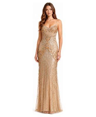 Plus Size Strapless Beaded Gown