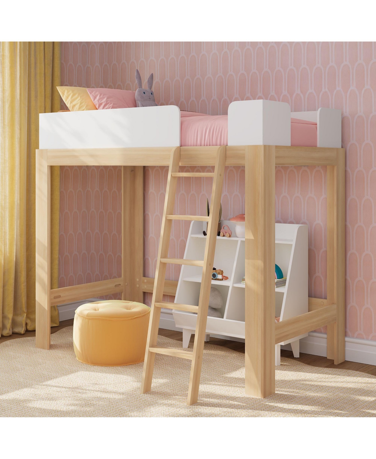 Max & Lily Mid-Century Modern Twin-Size High Loft Bed