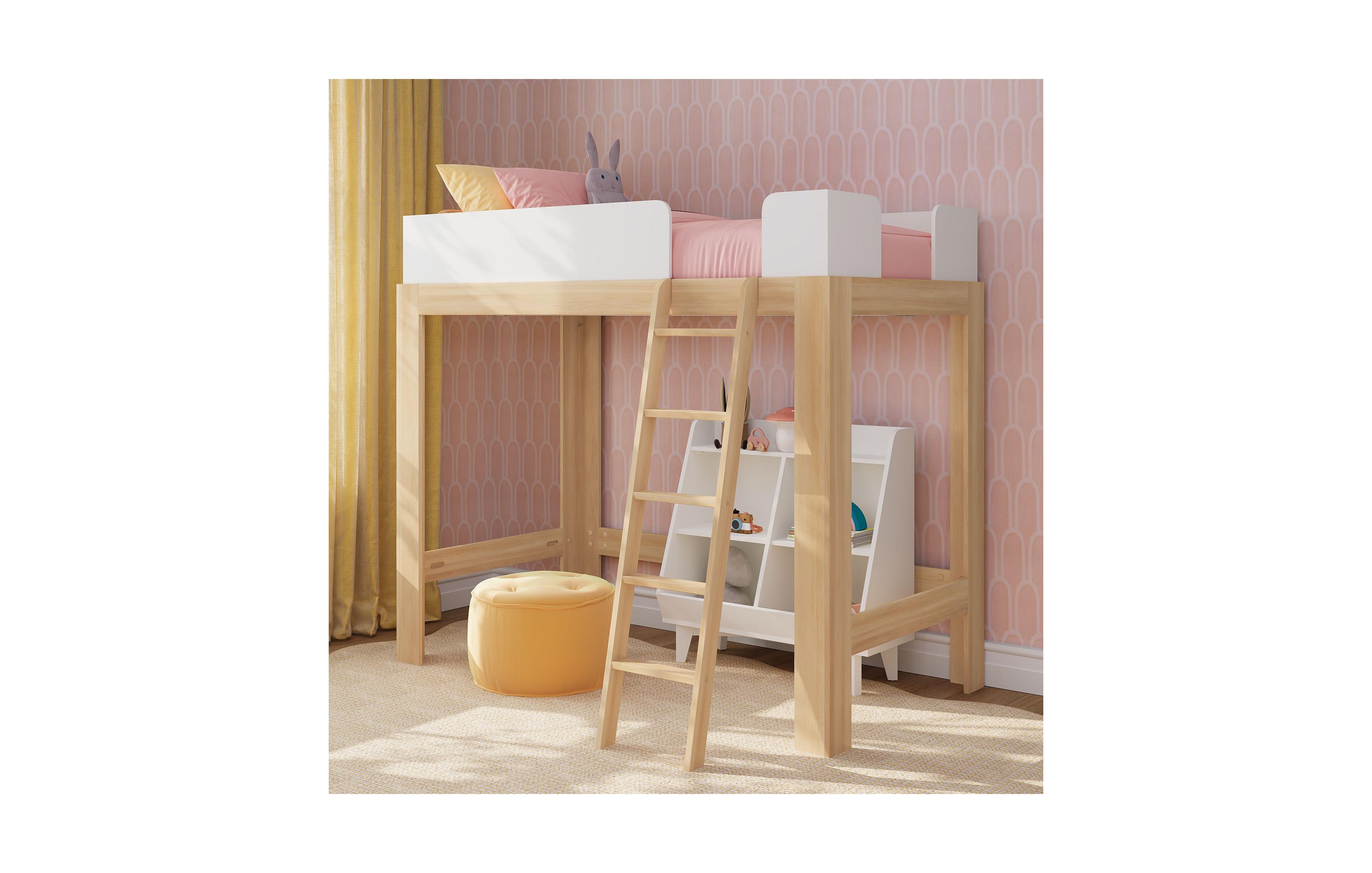 Max & Lily Mid-Century Modern Twin-Size High Loft Bed