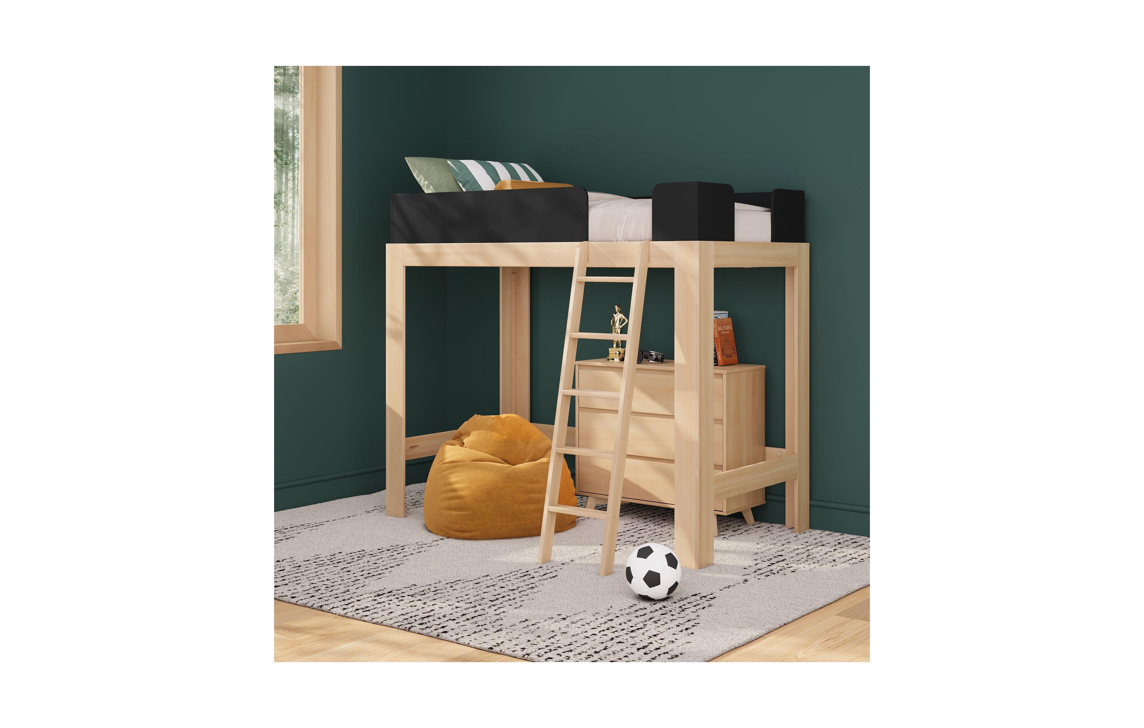 Max & Lily Mid-Century Modern Twin-Size High Loft Bed