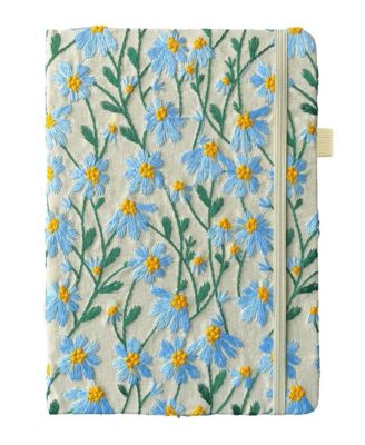 Hardcover Lay Flat A5 Lined Journal Embroidered Daisy Flowers For Women