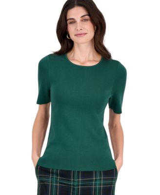 Women's Short-Sleeve Scoop-Neck Sweater