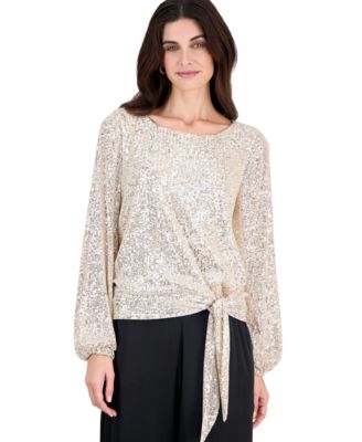 Women's Sequin Long-Sleeve Blouse