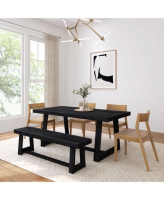 7 inch Classic Solid Wood Dining Table Set with Bench and 4 chairs