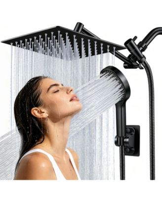 8" Shower Head Rain Handheld Spray Extension Arm Flow Regulator System