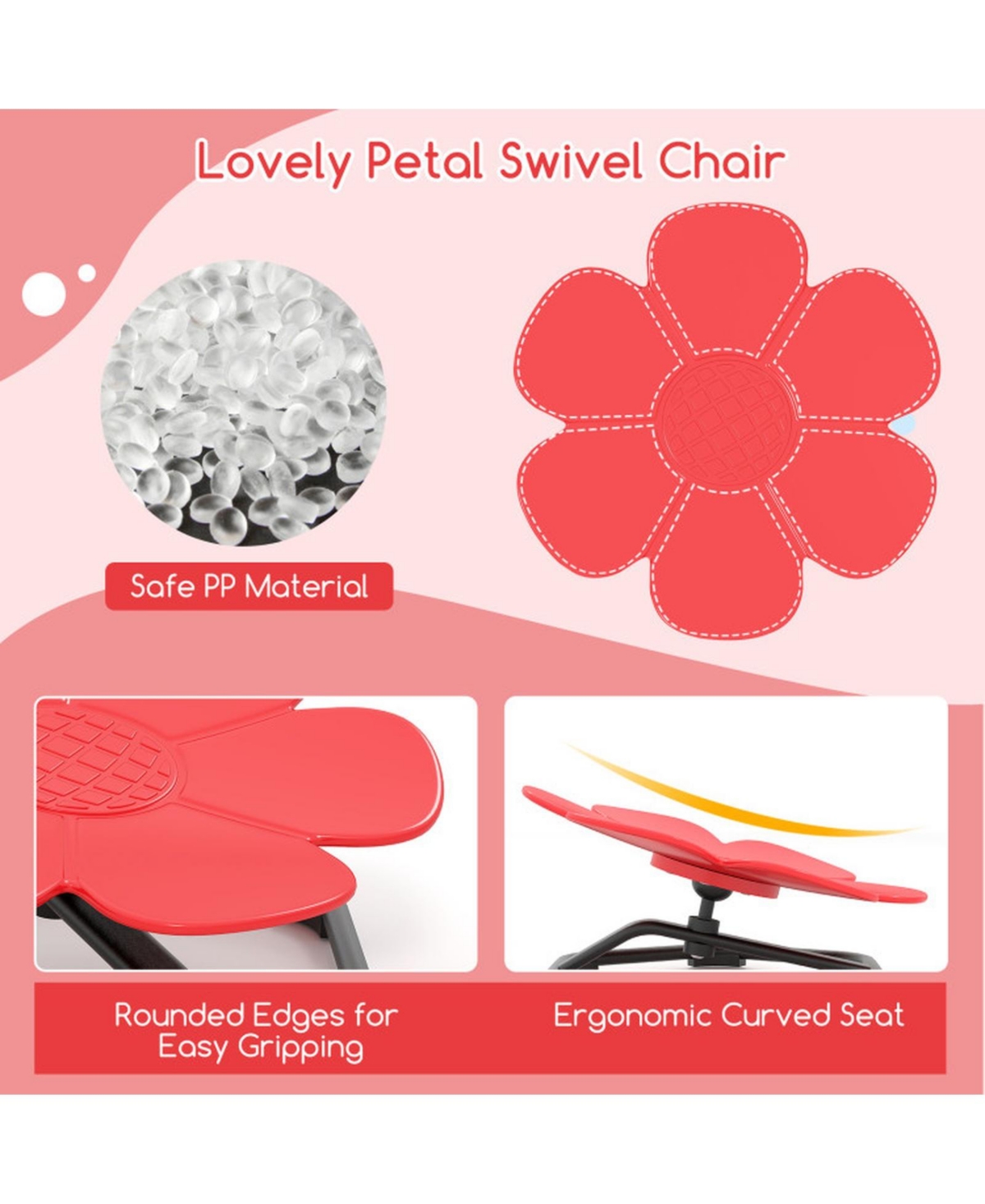 Sugift Kids Sensory Swivel Chair Elephant Petal 360 Spinning Chair
