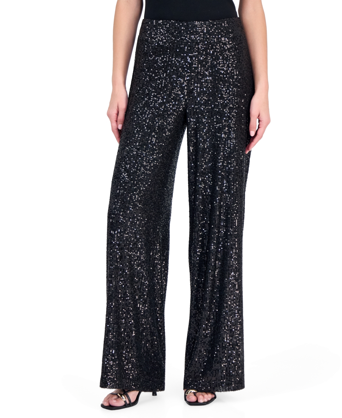 Tahari Petite Wide-Leg Sequin Pull-On Pants