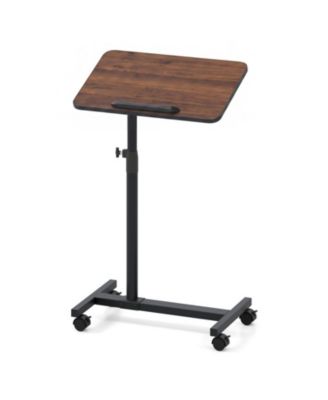 Overbed Food Tray Small Rolling Computer Table 20.5 x 13in Height Adjusts 27 to 44in