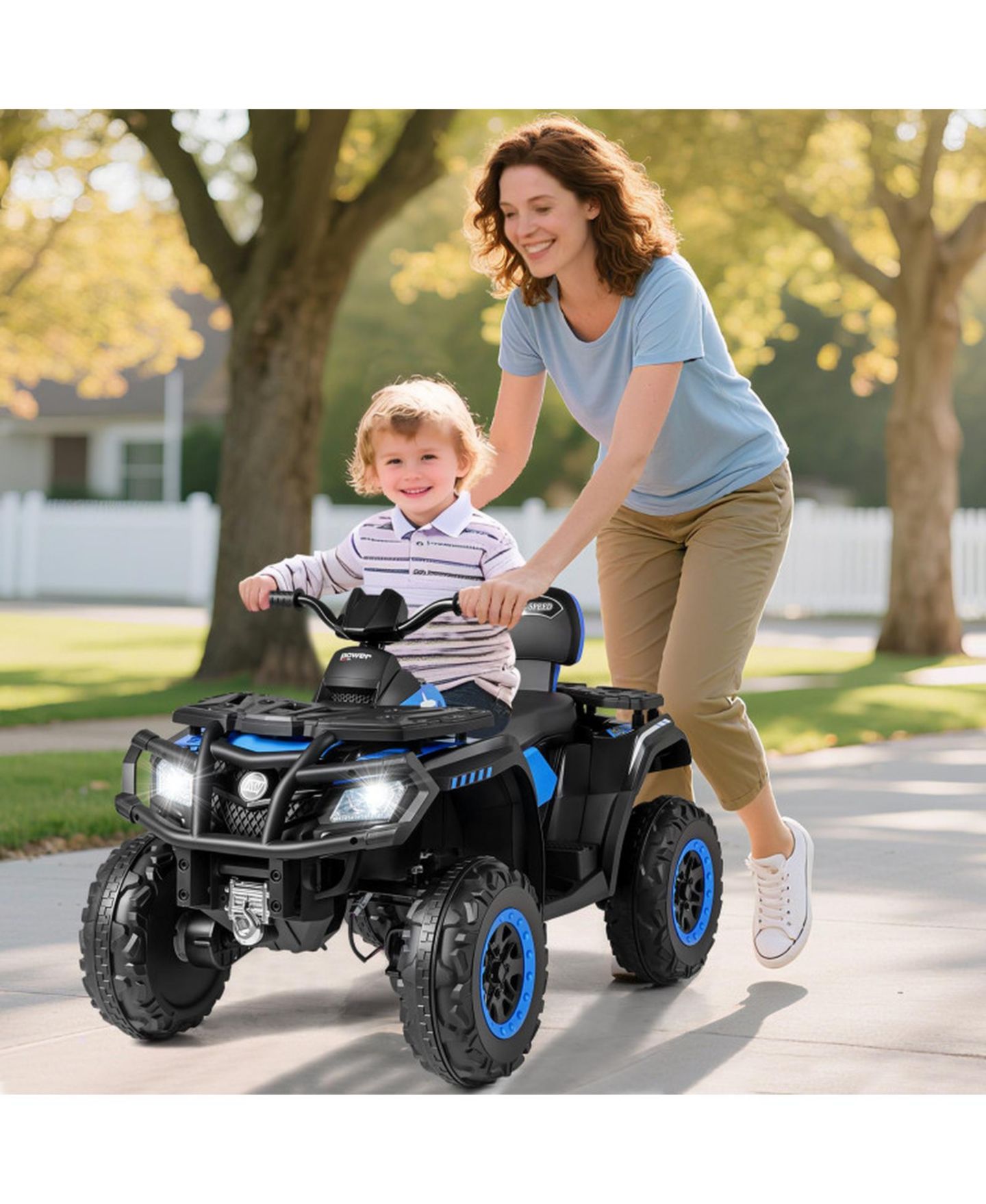 Детская игрушка HONGGE 24V 2-Seater Kids Ride-On ATV with Four Motors and LED Lights, Ages 3-8, цвет: Тёмно-синий — фото 11