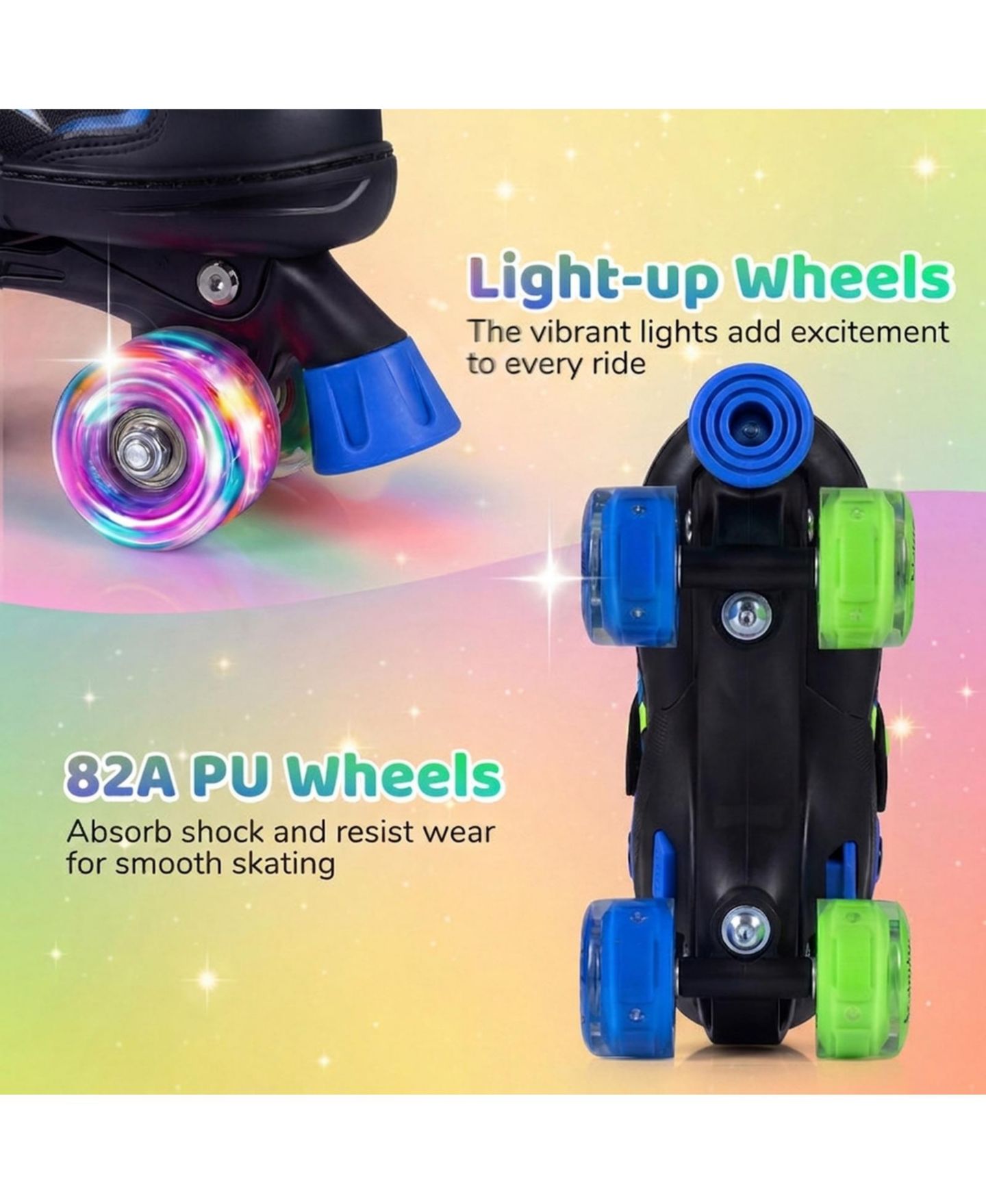 Детские игрушки HONGGE Adjustable Light-Up Wheels Quad Skates, Ages 7-9, цвет: Тёмно-синий — фото 4
