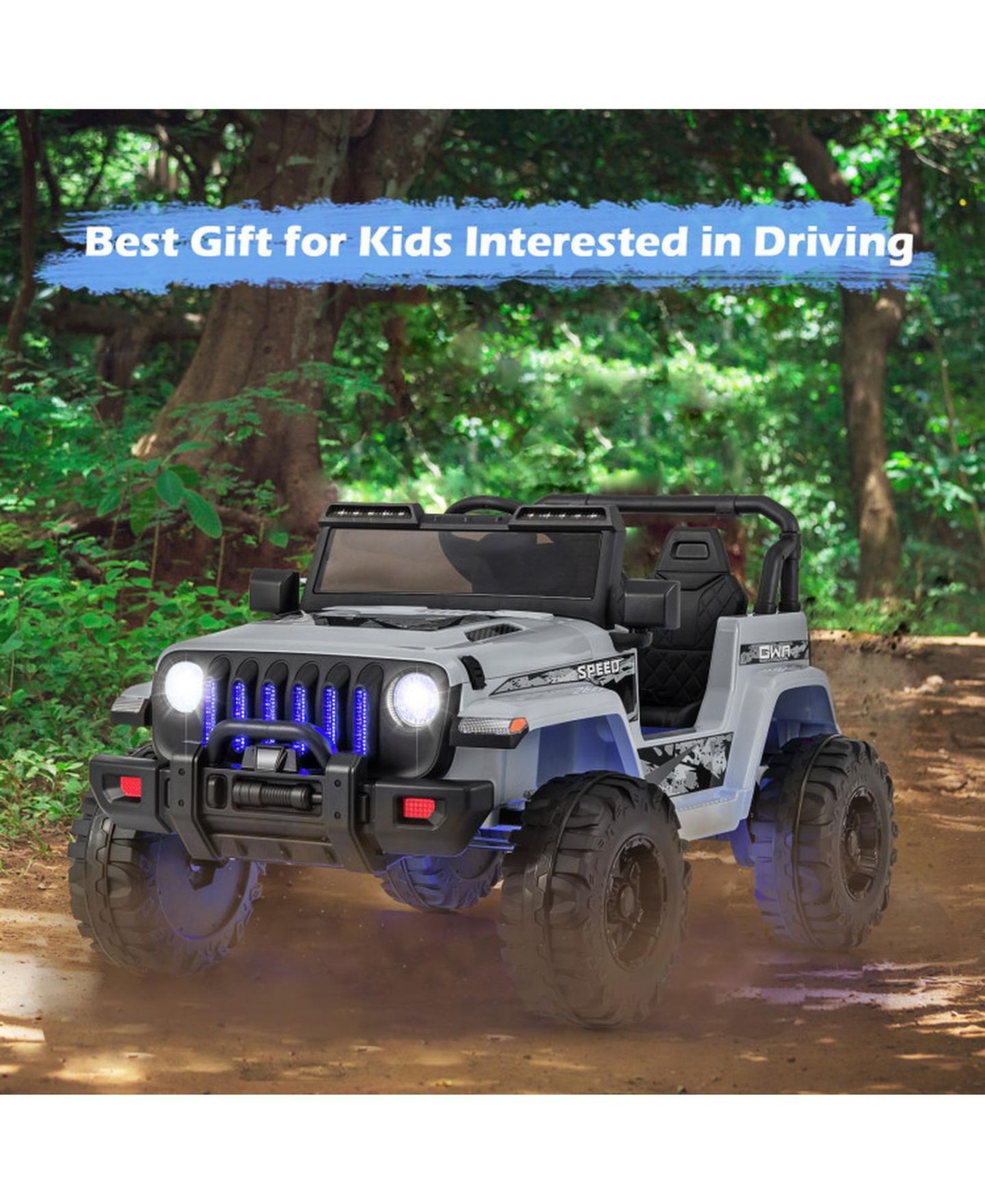 Детская игрушка HONGGE 12V Off-Road Ride-On Vehicle with Remote Control, 77 lbs Capacity, Ages 3+, цвет: Серый — фото 9
