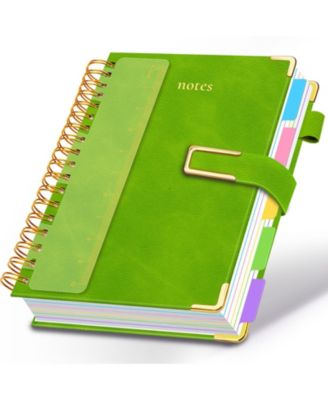 Hardcover Spiral Notebook College Ruled Leather Journal 5 Subject Dividers 300 Pages Magnetic Closure