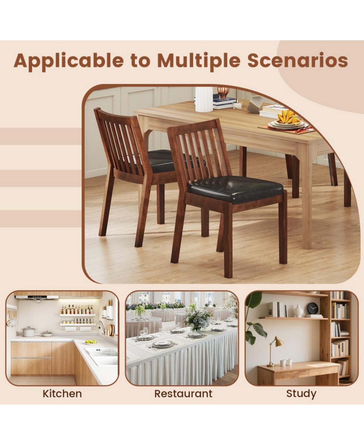 Sugift Set of 4 Pu Leather Upholstered Dining Chairs with Padded Seats