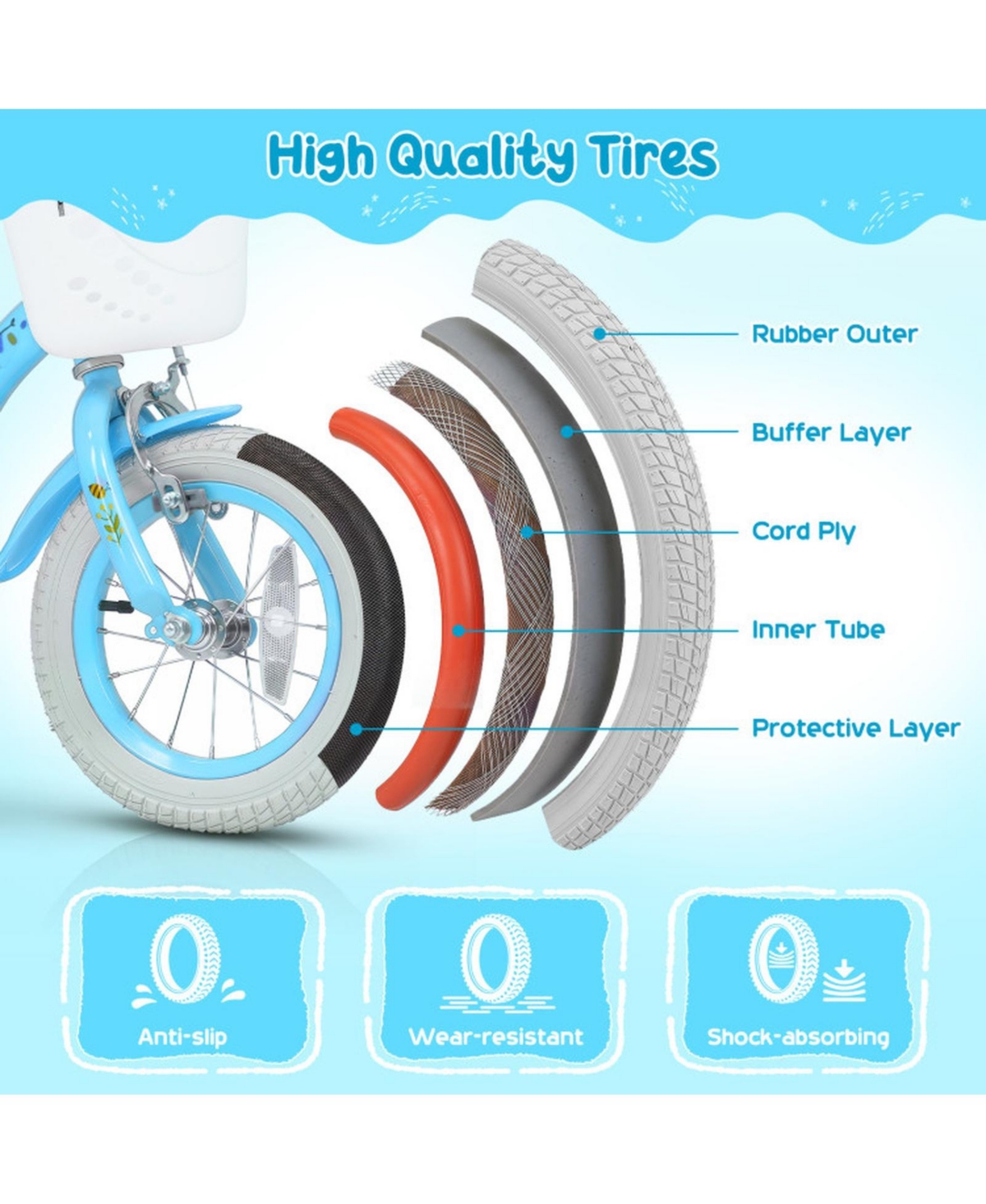 Sugift 14 in Girls' Bike with Adjustable Seat, Training Wheels & Coaster Brake, Ages 3-5