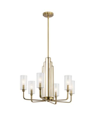 Kimrose 27" Wide Six Light Modern Brass Finish Chandelier