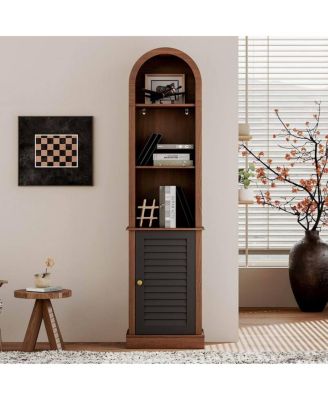 Tall Arched Corner Bookshelf with Shutter Door