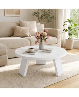 Round Wood Coffee Tables for Living Room,Circle Coffee Table,for Apartment, Easy Assembly