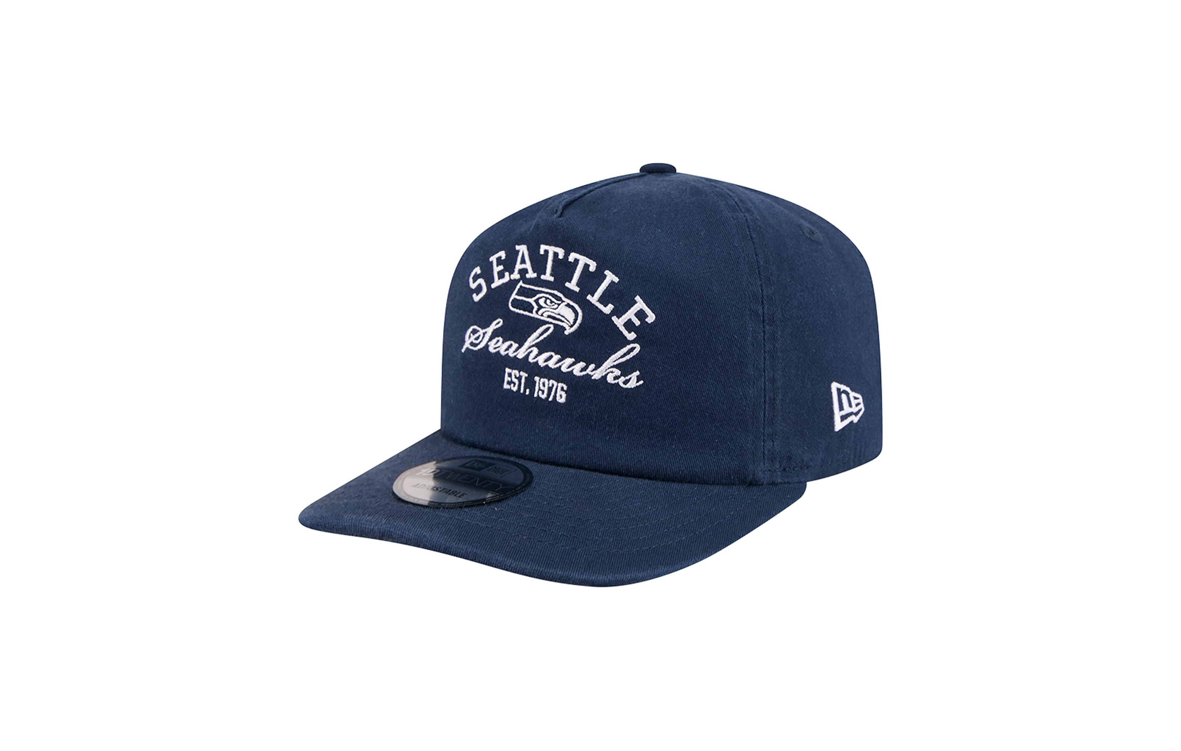 New Era Men's College Navy Seattle Seahawks Stacked 19TWENTY Adjustable Hat