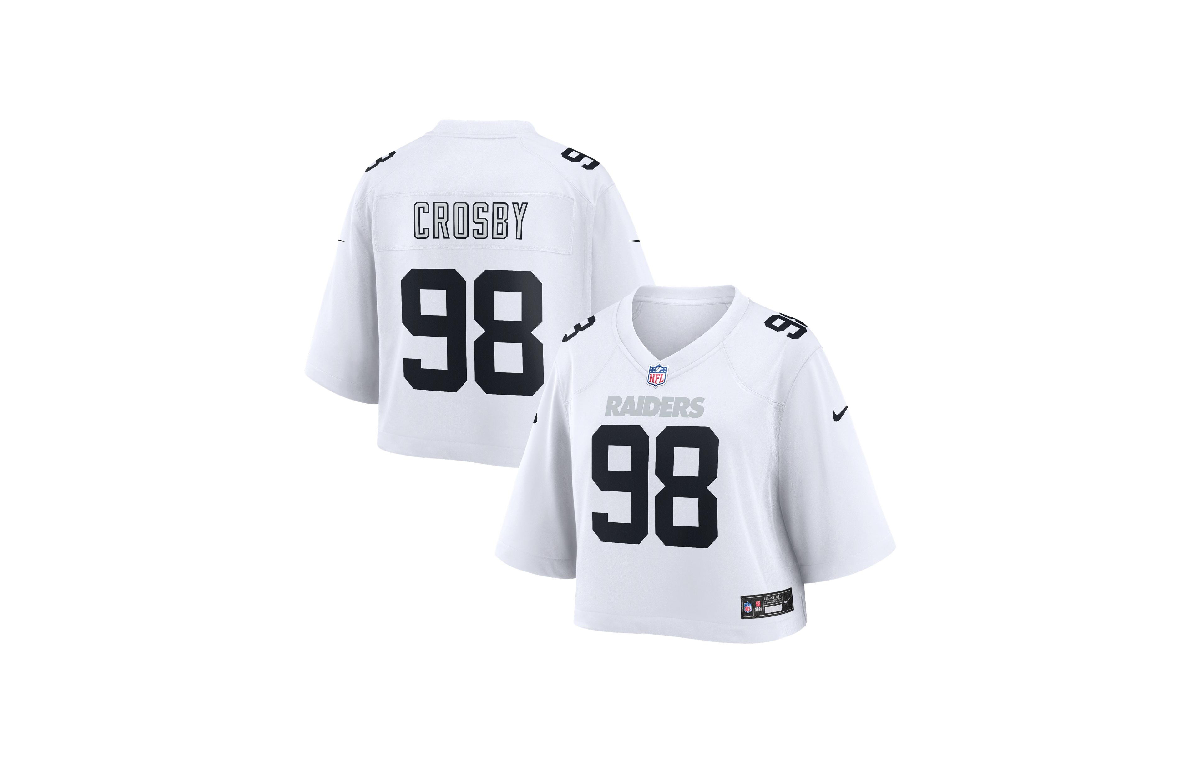 Nike Women's Maxx Crosby White Las Vegas Raiders Cropped Fashion Game Jersey