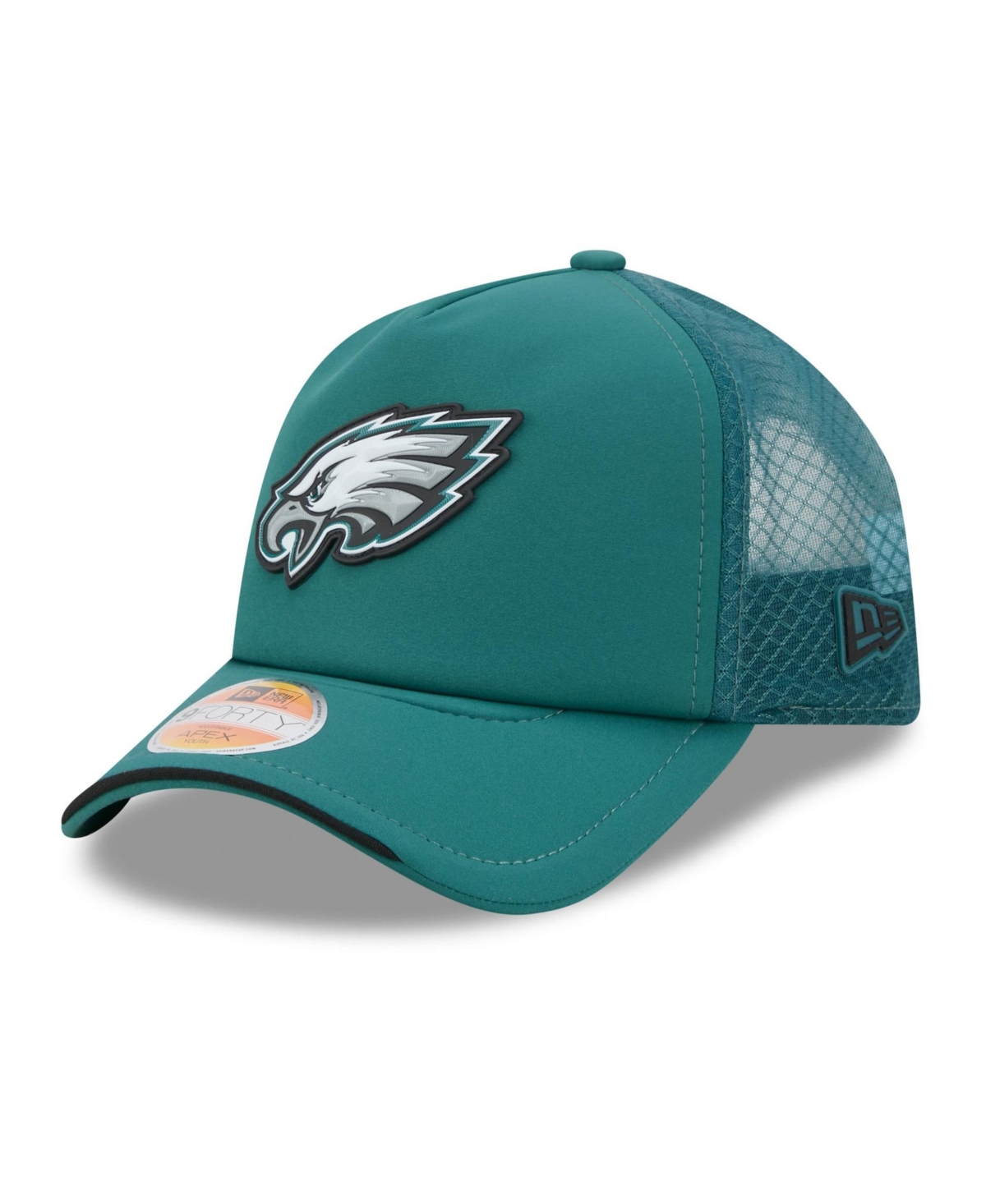 New Era Big Boys and Girls Midnight Green Philadelphia Eagles 2026 Sideline Apex 9FORTY Adjustable Trucker Hat