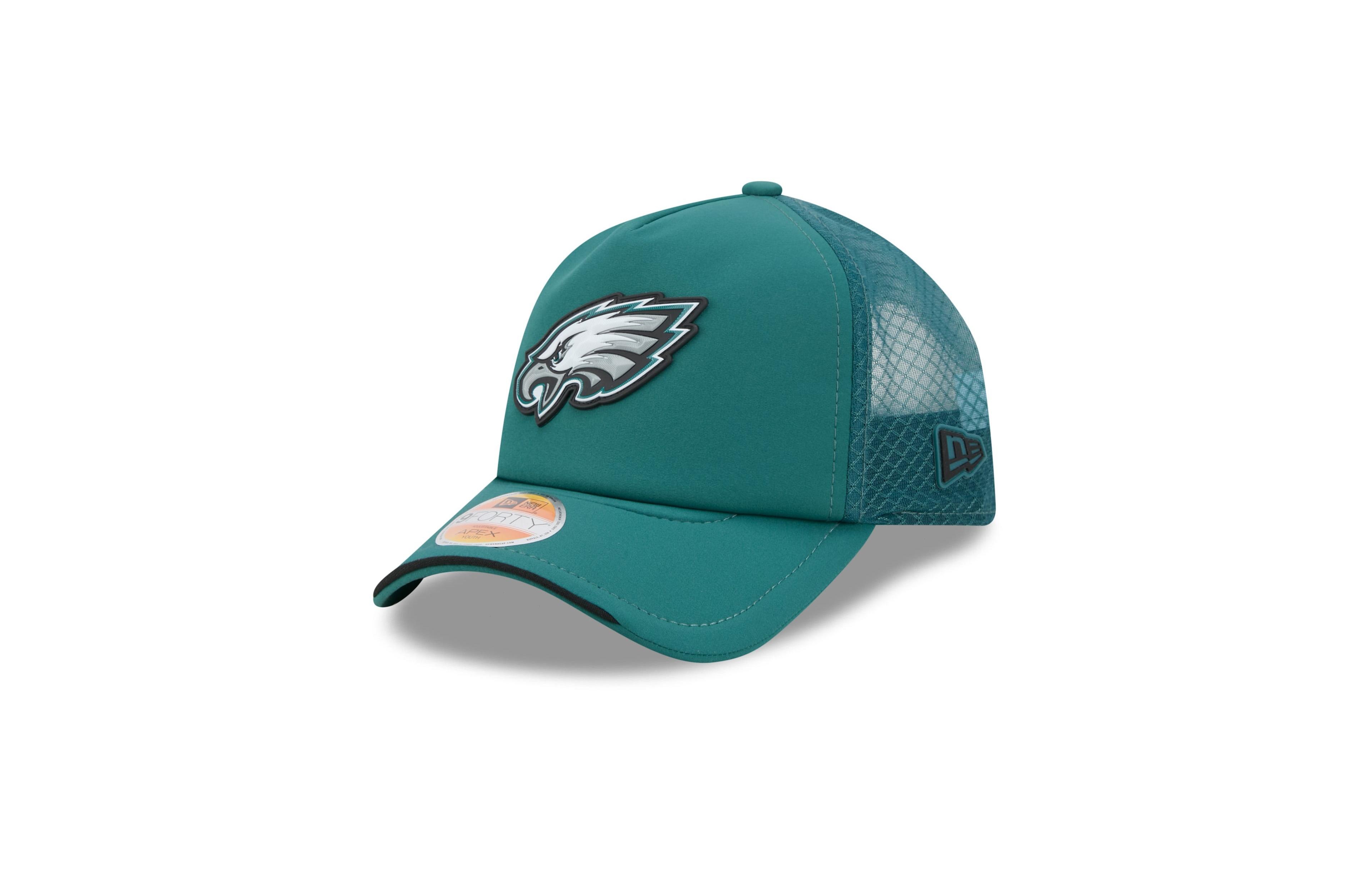 New Era Big Boys and Girls Midnight Green Philadelphia Eagles 2026 Sideline Apex 9FORTY Adjustable Trucker Hat