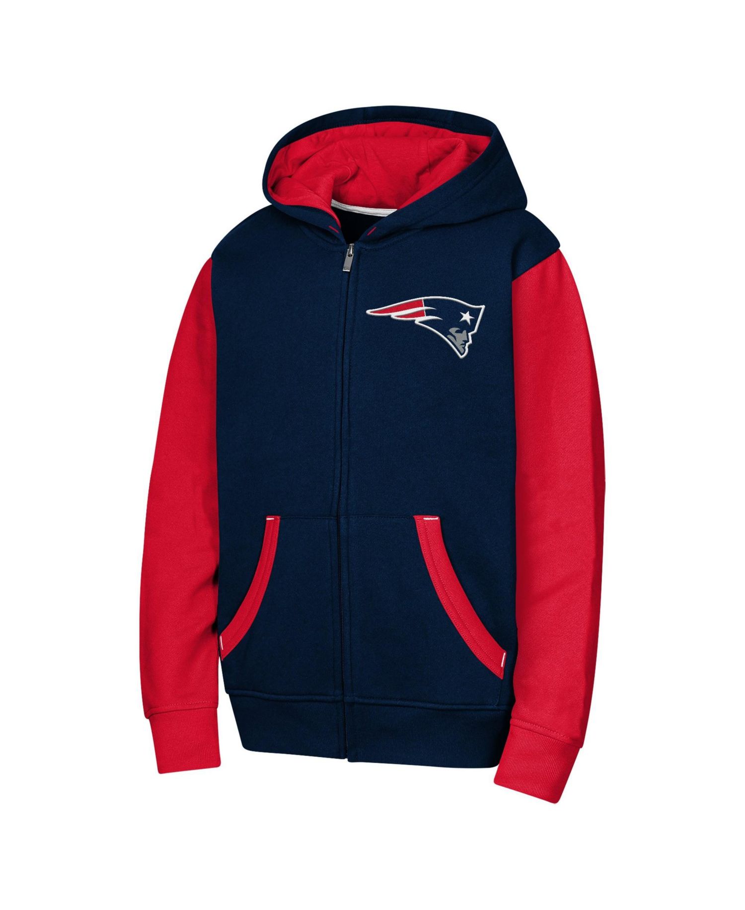 Big Boys and Girls Navy New England Patriots Stadium Colorblock Full-Zip Hoodie