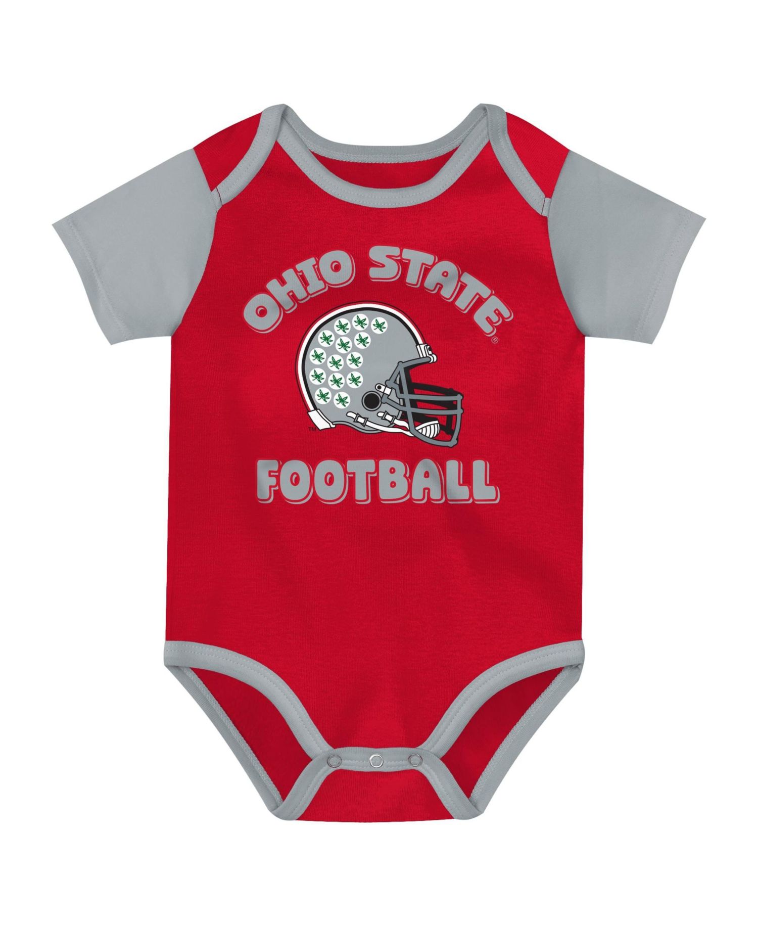 Baby Boys and Girls Red Ohio State Buckeyes Star Player Three-Piece Bodysuit Set
