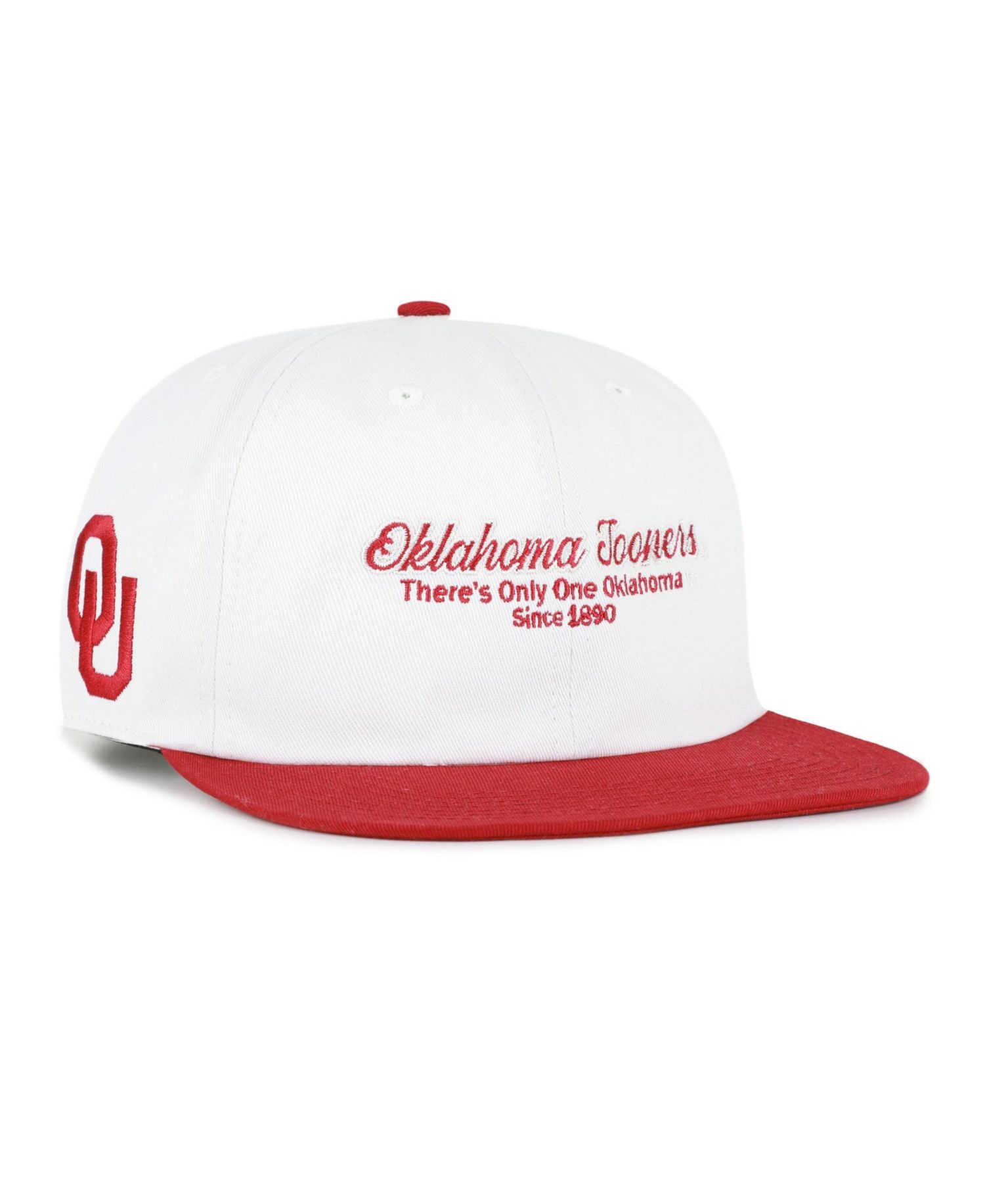 Men's '47 White/Crimson Oklahoma Sooners Script Stack Relaxed Captain Adjustable Hat