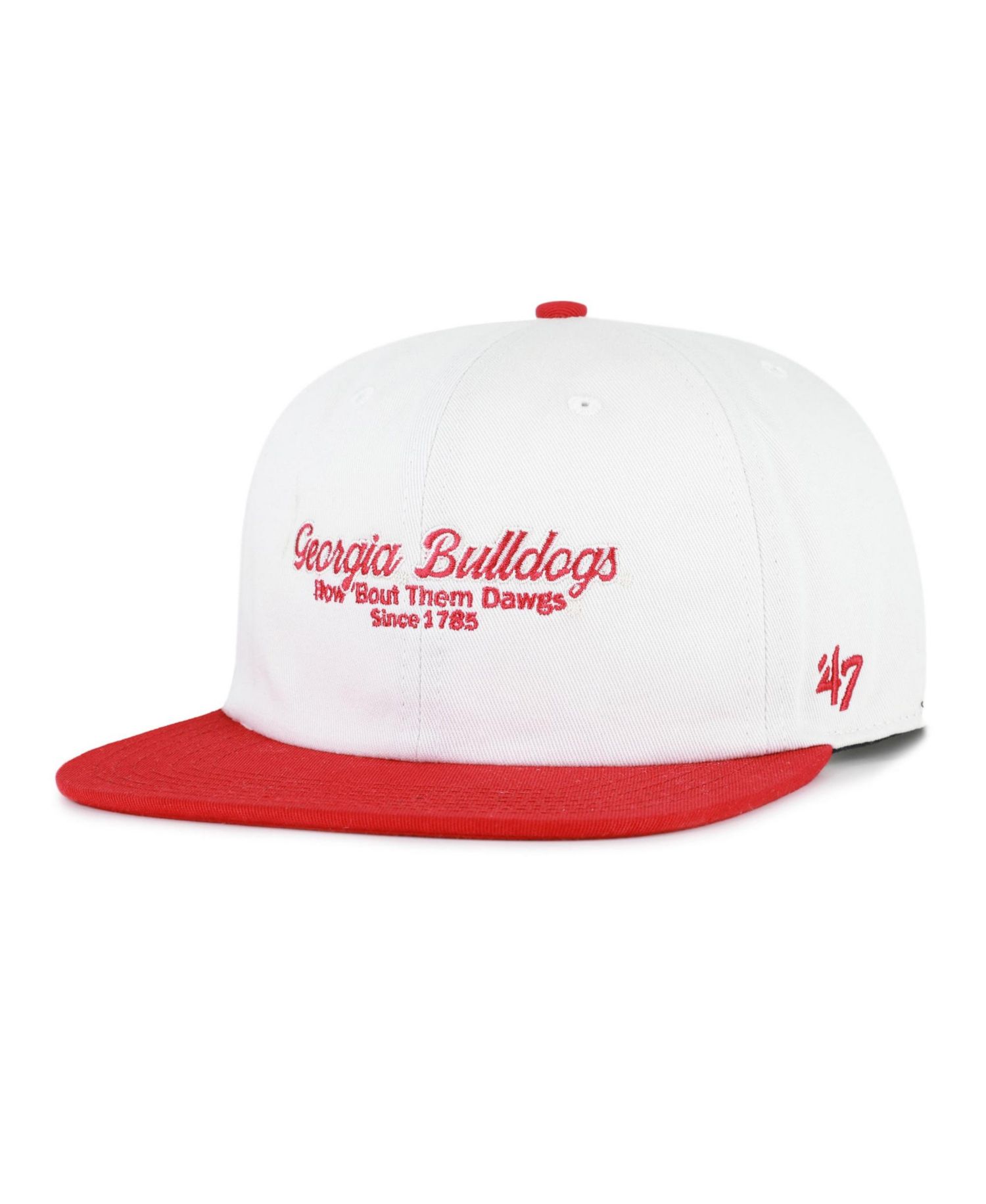 Men's '47 White/Red Georgia Bulldogs Script Stack Relaxed Captain Adjustable Hat