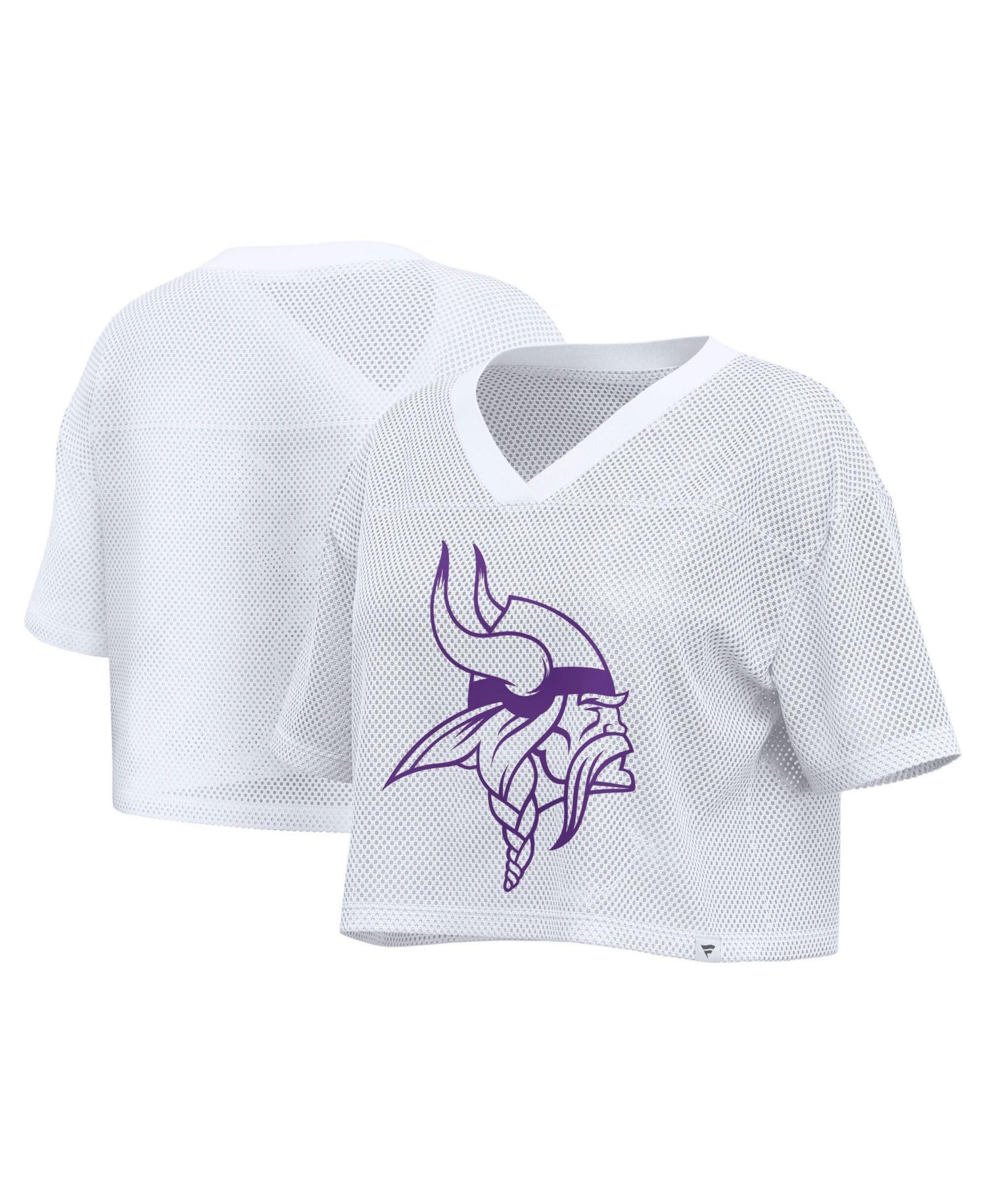 Women's White Minnesota Vikings Oversized Mesh Cropped V-Neck Jersey